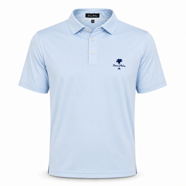 Tierra Palms Tampa Waters light blue polo front view