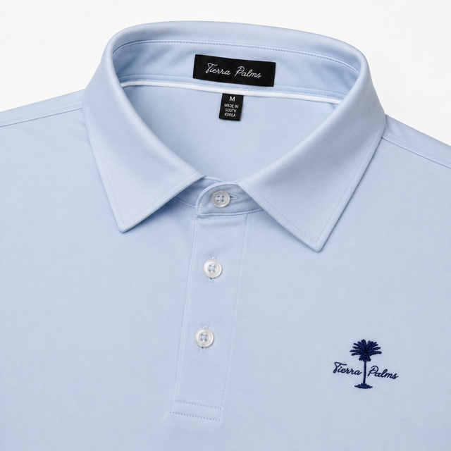 Tierra Palms Tampa Waters polo collar and chest embroidery detail