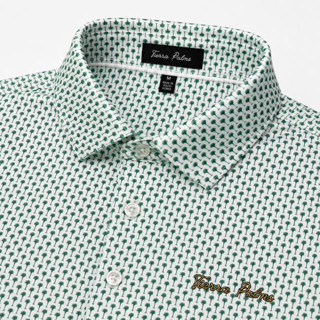 Tierra Palms The Palm polo collar and chest embroidery detail