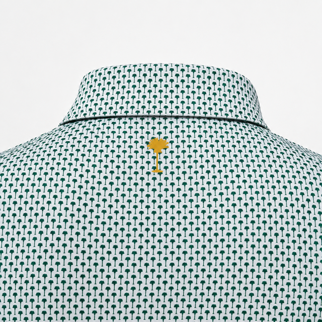 Tierra Palms The Palm polo back gold palm embroidery detail